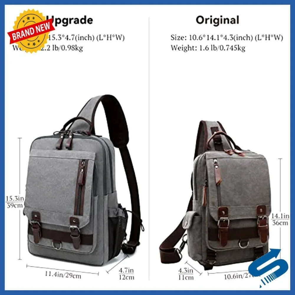 Water-Resistant Canvas Crossbody Messenger Bag with 12 Pockets for Travel